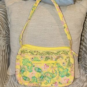 Yellow Paisley Print Quilted Shoulder Bag